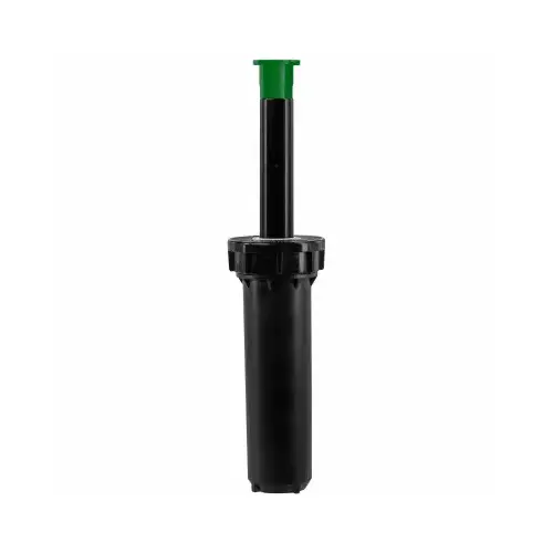 Pop-Up Spray Head with Flush Cap, 1/2 in Connection, 4 in H Pop-Up, 15 ft, Adjustable Nozzle, Plastic Black