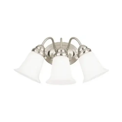 00 Wall Fixture, 120 V, 3-Lamp, Incandescent, LED Lamp, Metal Fixture, Brushed Nickel Fixture