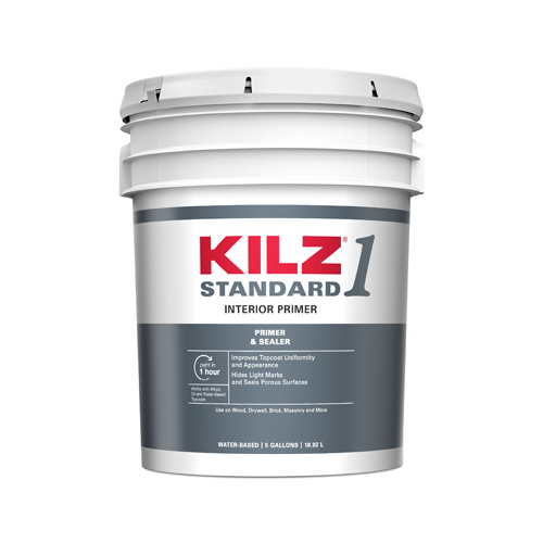 KILZ L201105 Primer and Sealer 1 Standard White Flat Water-Based Acrylic 5 gal White