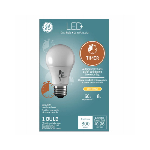 GE 93127245 LED Light Bulb A19 E26 (Medium) Soft White 60 Watt Equivalence Clear