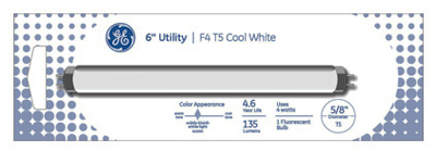 GE 15983 Fluorescent Bulb 4 W T5 0.6" D X 6" L Cool White Linear 4100 K Clear