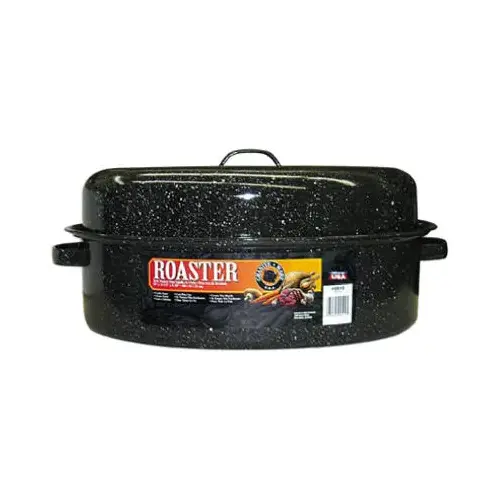 F0510-4 Roaster, 20 lb Capacity, Porcelain/Steel, Black, Dark Enamel, 19 in L, 13-1/2 in W, 8-1/2 in H