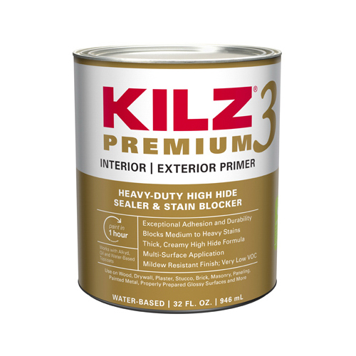 KILZ 13002 Stain Blocking Primer Premium White Flat Water-Based 1 qt White