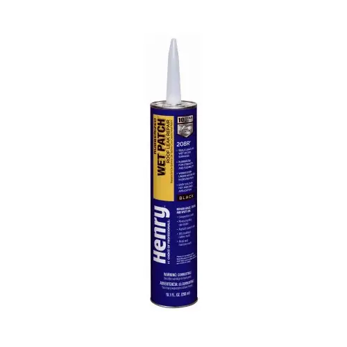 HENRY HE208R004 Wet Patch 208R Series Roof Cement, Black, Liquid, 11 fl-oz Cartridge