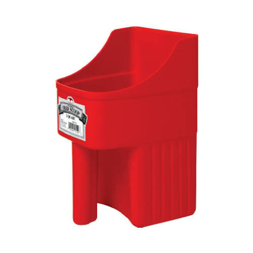 Feed Scoop, 3 qt Capacity, Polypropylene, Red, 6-1/4 in L