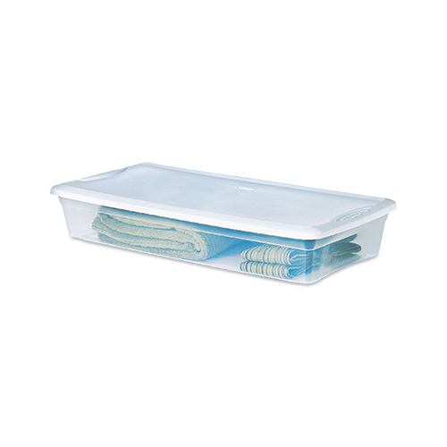 Storage Box, Plastic, Clear/White, 34-7/8 in L, 16-5/8 in W, 6-1/8 in H - pack of 6