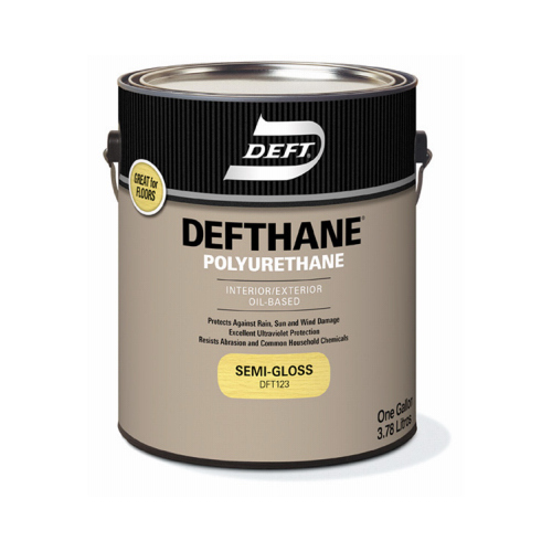 Deft DFT123/01-XCP4 Defthane Polyurethane, Semi-Gloss, Liquid, Clear, 1 gal, Can - pack of 4