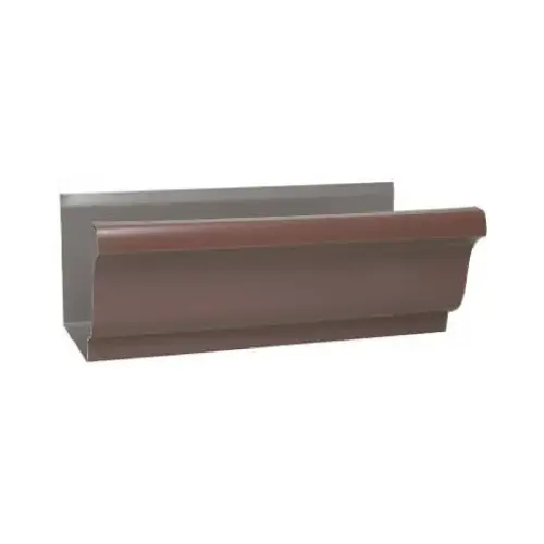 Gutter, 10 ft L, 5 in W, 0.185 Thick Material, Aluminum, Brown - pack of 10