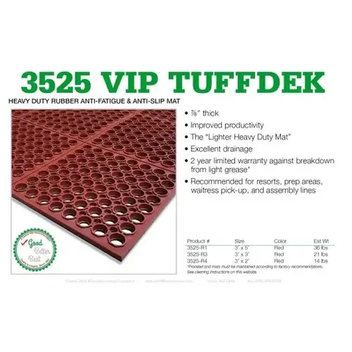 CACTUS MAT 3525-R1 FLOOR MAT RUBBER 3X5 VIP TUFFDECK RED