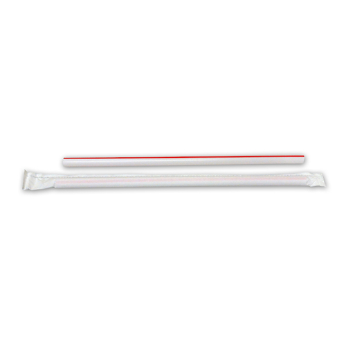 D & W Fine Pack Wrapped Giant Straws With Red Stripe, 300 Each
