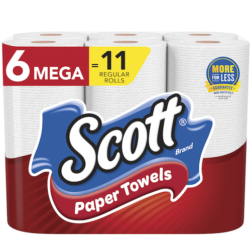 Scott Towels Mega Roll Choose-A-Sheet White 6Pk 102 Fsc Mix, 612 Count