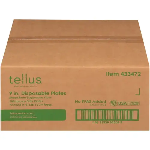 TELLUS 433472 Tellus 9 Inch Round Plate No Pfas Added, 500 Each