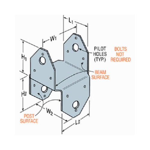 BC Series BC Series4Z-R Post Cap, 4 x 4 in Post/Joist, 0.162 in Dia Nail, Steel, ZMAX