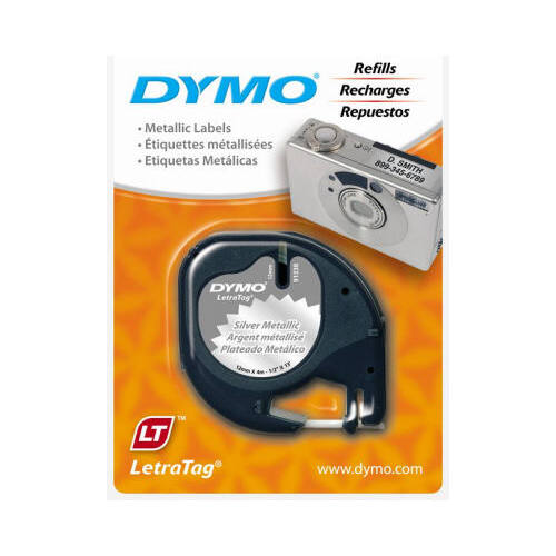 Dymo 91338 Label Maker Tape LetraTag 1/2" W X 156" L Metallic Silver Plastic
