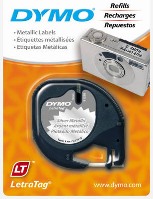 Dymo 91338 Label Maker Tape LetraTag 1/2" W X 156" L Metallic Silver Plastic