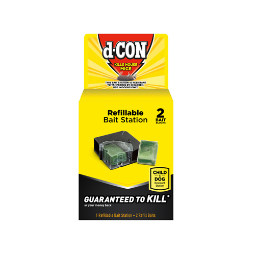 D-CON 1920089545-XCP8 Mouse Bait Station With 2 Refills, 2 -Opening - pack of 8 Pairs