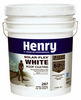 HENRY HE287SF073 HE287SF871 Elastomeric Roof Coating, White, 5 gal Pail, Cream