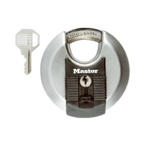 Disk Padlock 3-3/32" H X 1-13/64" W X 3-1/8" L Steel Ball Bearing Locking Keyed Black/Gray