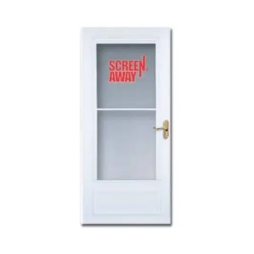 Screenaway Lifestyle 32 In. W x 80 In. H x 1 In. Thick White Mid View DuraTech Storm Door