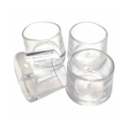 Leg Tip, Round, Plastic, Clear, 3/4 in Dia, 3/4 in H - pack of 24