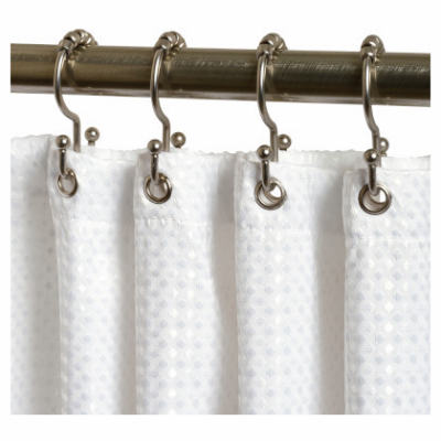 Zenna Home 96BN Decorative Roller Shower Curtain Hook, Steel, Brushed Nickel, 2 in W, 3 in H - pack of 12