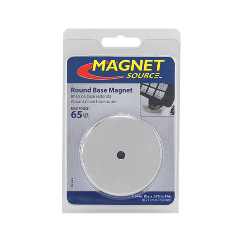 Round Base Magnet, Ceramic, 1 in ID x 2.618 in OD Dia, 3/8 in H