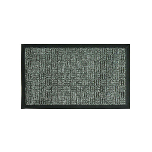 Floor Mat, 30 in L, 18 in W, Parquet Pattern, Olefin Surface, Gray