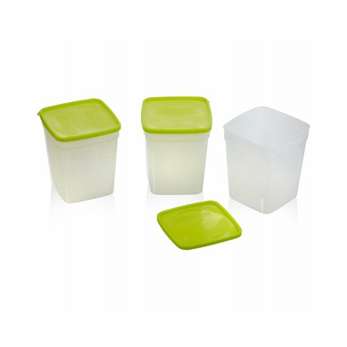 Arrow Plastic 04405 4405 Storage Container, 1 qt Capacity, Plastic, Clear, 4-1/4 in L, 4-1/4 in W, 7-1/4 in H - pack of 3