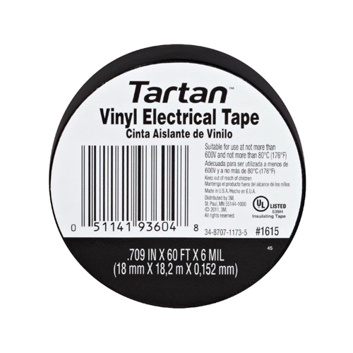 TARTAN 1615 Electrical Tape 3/4" W X 60 ft. L Black Vinyl Black