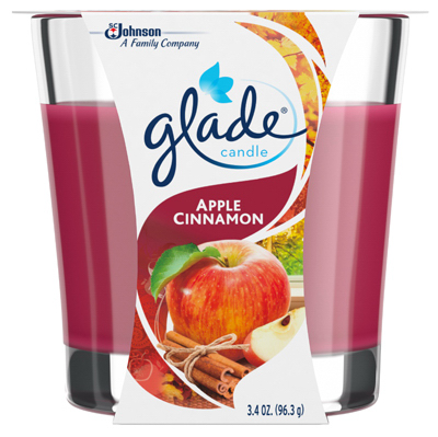 GLADE 76947 Air Freshener Candle, 3.4 oz Jar, Apple Cinnamon, Red