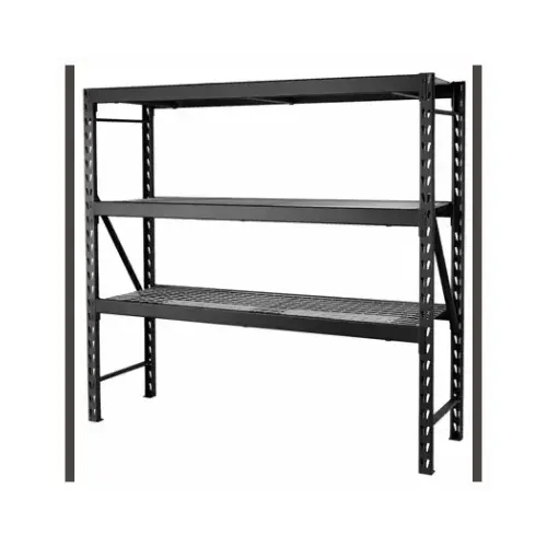 Shelving Unit Muscle Rack 72" H X 77" W X 24" D Steel Black