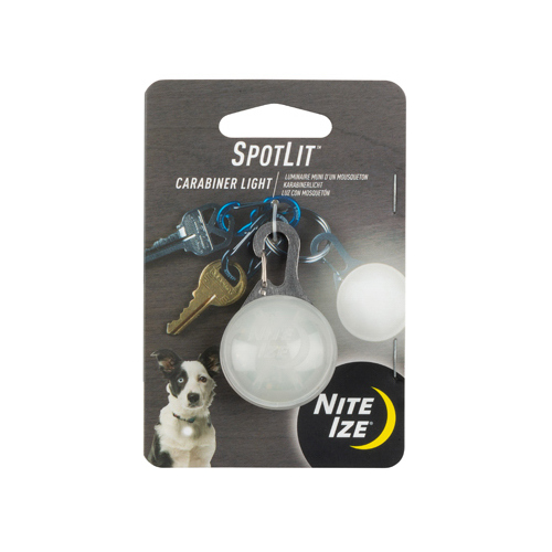 Nite Ize SLG-02-R6 Key Holder SpotLit 2.12" D Stainless Steel White Carabiner w/LED Light White