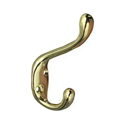 V166 Heavy Duty Coat / Hat Hook - Polished Brass