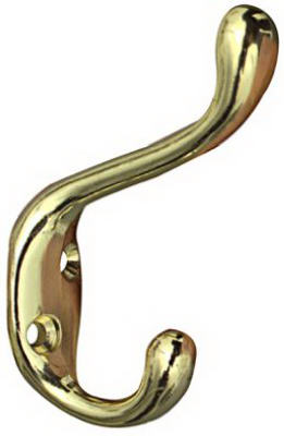 National Hardware N248-229 V166 Heavy Duty Coat / Hat Hook - Polished Brass