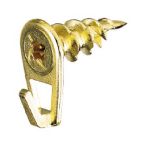 Picture Hook WallDriller Brass-Plated Gold Drywall 50 lb Brass-Plate - 2 per pack x10 packs