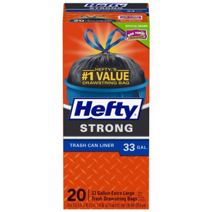 Hefty Strong 33-Gallon Trash Can Liner Extra Large Drawstring