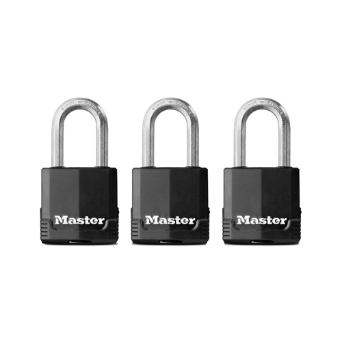 Padlock 1-7/8" H X 1-3/16" W X 1-3/4" L Laminated Steel Dual Ball Bearing Locking Padlo Black