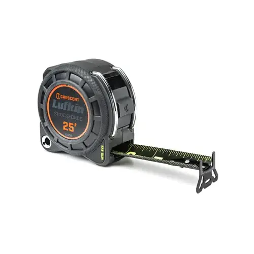 Shockforce Nite Eye Dual-Sided Tape Measure, 25 ft x 1-3/16 in, SAE, Black Hi-Viz Green Markings Blade