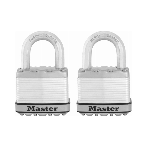 Padlock Magnum 3-3/32" H X 1-13/64" W X 2" L Laminated Steel Ball Bearing Locking Padlo Silver Pair