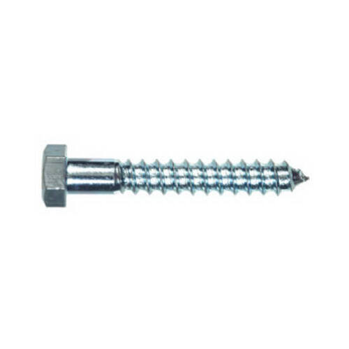 Lag Screw 1/4" S X 6" L Hex Zinc-Plated Steel Zinc-Plated