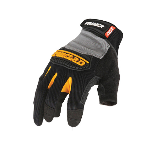 Ironclad FUG-05-XL Fingerless Gloves Framer Men's Hook & Loop Black/Gray XL Black/Gray