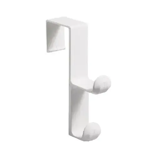 Door Hook, 2-Hook, Plastic White