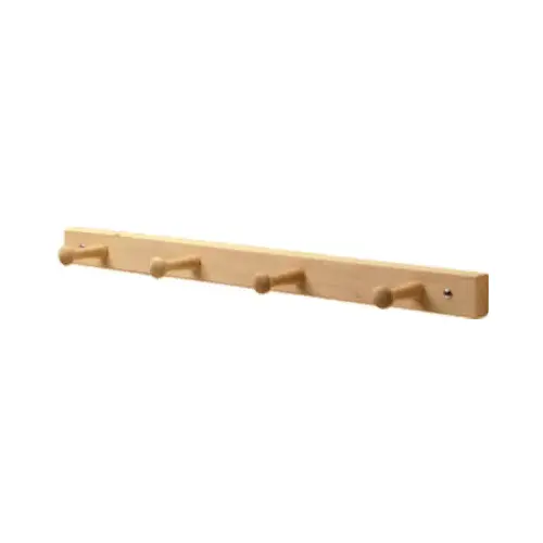 Rack 21-1/2" L Brown Wood Jumbo 4-Peg Brown