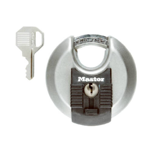 Disk Padlock 2-3/4" H X 1-13/64" W X 2-3/4" L Steel Ball Bearing Locking Keyed Black/Gray