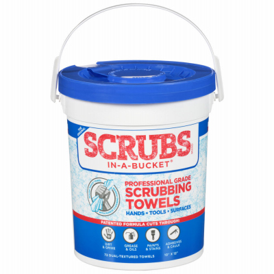 SCRUBS 42274 In-A-Bucket Hand Cleaner Towel, 12 in L, 10 in W, Citrus, Polypropylene Blue