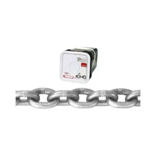 0184616 High-Test Chain, 3/8 in, 40 ft L, 5400 lb Working Load, 43 Grade, Carbon Steel, Bright/Galvanized