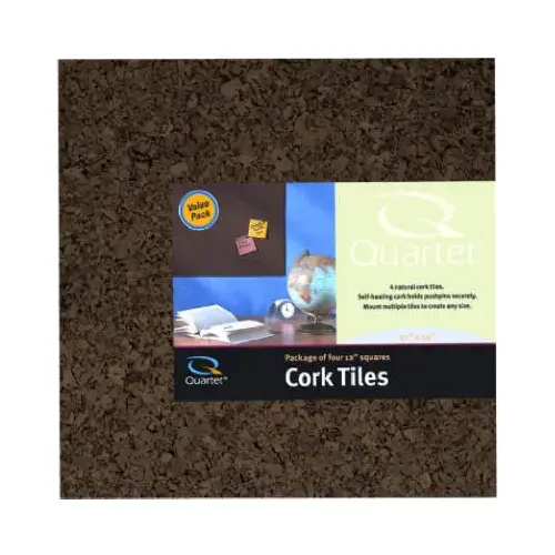 Cork Tiles, Dark, Self-Stick, 12 x 12 In - pack of 4