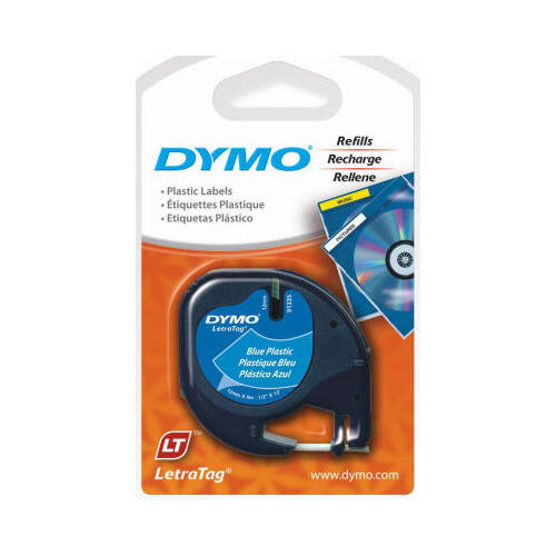 Dymo 91335 Label Maker Tape LetraTag 1/2" W X 156" L Blue Plastic