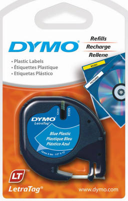 Dymo 91335 Label Maker Tape LetraTag 1/2" W X 156" L Blue Plastic