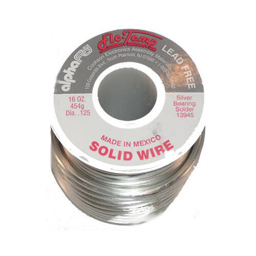 Solid Wire Solder 16 oz Lead-Free 0.125" D Silver-Bearing Alloy